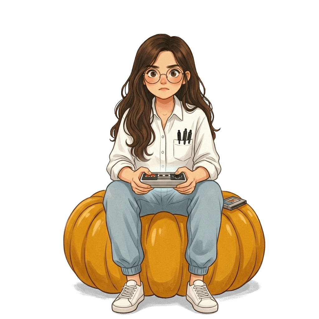 Maya sitting on a pumpkin